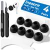 Inesore 4 Paia Gommini per AirPods Pro 1/2 con Foro Antirumore, Tappi Auricolari in Silicone per AirPods Pro con Kit Pulizia e Custodia Portatile, (XS/S/M/L) Nero