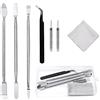YIXISI 7 Pezzi Set Spudger in Metallo a Doppia estremità, Strumenti di Smontaggio Apertura Spudger, per Orologio Mp3 Portatile Tablet Cellulare, con 2 Pin per Scheda SIM e 1 Panno per Pulizia del PC