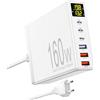CESTONE Stazione di ricarica USB C, 160 W, GaN a 6 porte, alimentatore multi-porta con display a LED, adatto per MacBook iPad, iPhone16 ProMax, Samsung, LG, tablet (bianco)