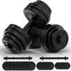Physionics® Set Manubri - 30 kg o 40 kg, Ø 25 mm, Barra in Acciaio o Plastica, 4 Fermadischi - Dumbbell, Palestra, Body Building (30kg (Barra d'acciaio Rivestita di Plastica))
