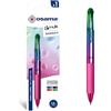 OSAMA 4 Multi Rainbow - Penna Multicolore a Sfera 1.0 mm, 1 Pz, Penne Colorate 4 Colori Personalizzate Arcobaleno Inchiostro Nero Blu Rosso e Verde, Cancelleria Scuola Ufficio Università e Cartoleria