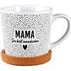 Papierdrachen Regalo di compleanno per la mamma, tazza in ceramica con sottobicchiere in sughero abbinato, decorazione da tavolo, tavolino da caffè, tazza da caffè con scritta Mama du bist wunder