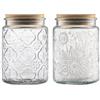 ANSQU Set di barattoli di vetro vintage con contenitore ermetico con coperchio in legno di bambù per bancone da cucina, dispensa, caffè, tè, zucchero, 700 ml