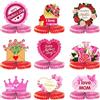 Geluode Happy Mother's Day Decorazioni per feste a nido d'ape centrotavola da tavolo, I Love Mom fiore di carta rosa ornamenti a nido d'ape decorazioni da tavolo per donne, mamma, compleanno, festa della