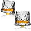 Webao Set di 2 bicchieri da whisky, 160 ml, in cristallo soffiato a mano, senza piombo, per scotch, bourbon, cognac e cocktail, regalo per uomini, onde