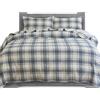 Elegant Comfort Set di lenzuola in 100% flanella di cotone turco, morbide, 4 pezzi, di alta qualità, con angoli profondi, ultra morbide, calde e comode, per letto matrimoniale, a quadri, blu