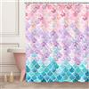 RosieLily Tenda da doccia a forma di sirena, tenda da doccia a tema oceano per ragazze, rosa e blu, decorazione da bagno con 12 ganci, 120 cm di larghezza x 180 cm di altezza