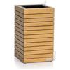 Lechuza - Vaso per piante Palo Natural Wood 35 alto, in legno di eucalipto, con sistema di irrigazione, indicatore del livello dell'acqua e inserto per piante, superficie in vero legno, 34,5 x 34,5 x
