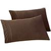 Elegant Comfort Federe in microfibra 1500 di alta qualità alberghiera, tessitura liscia, resistente alle pieghe e alle macchie, facile da infilare, set da 2 pezzi, federa king size, marrone