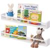Gieanoo Set di 2 mensole galleggianti bianche in legno naturale massiccio, 80 cm, per la cameretta dei bambini, da montare a parete, minimalista