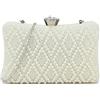 UShopUK Pochette rigida con strass e perle scintillanti, per matrimoni, feste, feste, Avorio/Crema, medium