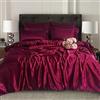 ROOEE Set completo di biancheria da letto in raso di seta, 6 pezzi, lenzuolo con angoli, copripiumino, 4 federe. Colore: bordeaux. Dimensioni: matrimoniale