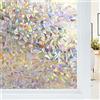 Haton Pellicola per Vetri Finestre 44.5x300cm, Decorative 3D Foglia, Effetto Arcobaleno, Anti-UV, Privacy Oscuranti per Doccia Bagno