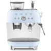 Smeg Macchina da Caffè Espresso Manuale con macinacaffè integrato 50's Style - Azzurro LUCIDO - EGF03PBEU