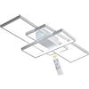 GaoHX Plafoniera a LED Soggiorno 80W Dimmerabile Soffitto Lamp Moderno Rettangolo Quadrato Designer Lampada a Sospensione con telecomando per Cucina Sala da pranzo Ufficio Soggiorno bianca Lampadari, 90cm