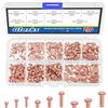 Glarks 270 rivetti solidi a testa piatta M2 M2.5 M3, 9 dimensioni, in metallo e rame, rivetti solidi per applicazioni elettriche, forniture per la lavorazione della pelle