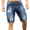 UnoSheng Jeans corti da uomo, vestibilità normale, jeans a coste, pantaloni estivi in denim, taglie corte, comodi, traspiranti, per l'estate, Blu, XL