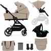 Kinderkraft Trio YOXI SAND BEIGE Carrozzina Passeggino Ovetto MINK PRO