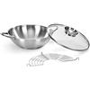 Barazzoni (TG. 1) Wok acciaio inox 18/10, ø28cm, capacit 3.75lt, coperchio con polomo ar