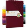 Lavea® Lenzuolo con Angoli Una Piazza e Mezza Francese 140x200 cm - 100% Cotone Morbido e Traspirante - per Materassi alti fino a 20 cm - con Elastico in Jersey - Bordeaux