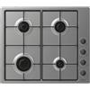 Candy CHW6LBX Piano Cottura a Gas, 4 Fuochi, da Incasso, Griglie in metallo, Valvola di Sicurezza, 59,5x51x8 cm, Acciaio Inox