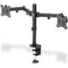 DIGITUS Supporto per monitor - Morsetto da tavolo - 2 monitor - Fino a 32 pollici - Fino a 3X 8 kg - VESA 75x75, 100x100 - Nero