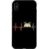 T-Shirts Grafiche de Set di trappole Batteria Heartline Banda musicale Cardiogramma Custodia per iPhone XS Max