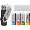 Intenso Basic Line - Chiavette USB 2.0 da 16 GB, con pratica etichetta, giallo, verde, nero, blu + arancione, con staffa in metallo argentato, confezione da 5