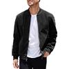 COOFANDY - Bomber da uomo casual Varsity, giacca vintage leggera in pelle scamosciata, nero, Large