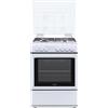 De Longhi Cucina a Gas 4 Fuochi Forno Elettrico Ventilato Larghezza x Profondità 60x60 cm con Coperchio colore Bianco - DL 664 EW