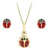 CARISSIMA Set coccinella: orecchini e pendente da donna in oro giallo 9 ct su collana curb, 40 cm