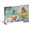 Clementoni - Puzzle 4 in 1 Supercolor, per Bambini 3+ Anni, Diverse Pezzature Illustrazioni Disney Stitch, Idea Regalo, Made in Italy, 21745