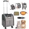 VEVOR Trasportino per Cani e Gatti con Ruote, Zaino per Animali Domestici con Maniglia Telescopica 5 Tasche, Tessuto Oxford 600D Cerniera Autobloccante Capacità di Carico Massima 8,1 kg Colore Grigio
