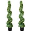 VEVOR Pianta Artificiale in Bosso a Spirale 2 Alberi con Vaso 122 cm Piante Finte in PE Topiaria Decorativa con 10 Foglie di Ricambio per Decorazione Interno Esterno Giardino Terrazzo Balcone Ingresso