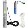 VEVOR Pompa d'Acqua Sommergibile 750W Flusso 105L/min per Piscina Giardino Orto in Acciaio Inox, Pompa Sommersa per Pozzo 230V Prevalenza Max. 62m, Pompa Sommersa per Pozzo Piscina con Cavi