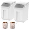 VEVOR Contenitori per Alimenti da Cucina 15 L x 2, Contenitore Coperchio Trasparente PP a Ruote, Contenitore Ermetico per Riso, Farina, Zucchero, Legumi, Frutta Secca, Cibo per Animali Domestici