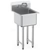 VEVOR Lavello per preparazione e utilità in acciaio inossidabile, lavello piccolo da appoggio a 1 scomparto con rubinetto e gambe, lavello commerciale a vasca singola da 45,72x104,14 cm garage, ristorante
