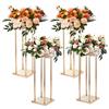 VEVOR Portafiori Cubico Colonna 4 Pezzi Matrimonio Vaso Fiori in Metallo Dorato Centrotavola per Matrimonio Altezza circa 80 cm, Espositore per Fiori per Eventi Nozze Decorazione di Feste Matrimonio