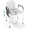 VEVOR Sedile WC Rialzato, Altezza Regolabile tra 49,9 a 64,9 cm, Portata max. 158 kg, Telaio in Alluminio Imbottito, Sedile WC Rialzato Universale, per Anziani, Disabili, Incinte, Ausilio da Bagno