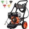 VEVOR Idropulitrice a Gas 277,71 kgf/cm² 10 L/min Idropulitrice a Gas con Pompa in Rame, Prolunga, Set da 5 Ugelli, Idropulitrice ad Alta Pressione per Auto, Recinzioni, Vialetti, Cortili, Verticale