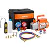 VEVOR 4.5 CFM Pompa a Vuoto a Paletta Monostadio e Kit Manometro Compatibile con Refrigeranti R134a, R22, R12, R502, R502, R410a, R404 e R407C