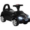 HOMCOM Macchinina per Bambini Cavalcabile con Volante, Fari e Musiche Integrate, in PP e Metallo, 63.5x28x36 cm, Nero