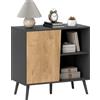 HOMCOM Credenza Moderna con Armadietto e Vano Portaoggetti, in Legno, 80x39x76 cm, Grigio Scuro | Aosom Italy