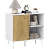 HOMCOM Credenza Moderna con Armadietto e Vano Portaoggetti, in Legno, 80x39x76 cm, Bianco | Aosom Italy