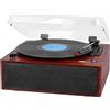 Trevi TT 1030 BT Giradischi con Mobile in Legno, Connessione Audio Wireless Entrata/Uscita, Lettore Vinili 33/45/78 Giri, Uscita RCA, Altoparlanti Incorporati