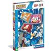 Clementoni - Puzzle per Bambini 104 Pezzi Supercolor, per Bambini 6+ Anni, Illustrazione con Personaggi dal Cartone Sonic, Idea Regalo, Made in Italy, 38x27 cm, 25038