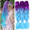 colorful panda Extension in capelli sintetici da intrecciare, Easy Braid pre-allungate, viola/blu, 3 confezioni da 60 cm di lunghezza, trecce sintetiche, per donne e ragazze