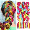 colorful panda Extension in capelli sintetici da intrecciare Easy Braid pre-allungate, giallo/blu/rosso/rosa, 3 confezioni da 60 cm di lunghezza per donne e ragazze