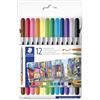 STAEDTLER Pennarelli colorati a doppia punta, spessore tratto 0,5-3,0 mm, 12 colori assortiti, confezione da 12, 3200 C12
