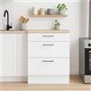 Dmora - Mobile 3 cassetti Cuggiono, Cassettiera da Cucina, Modulo Contenitore con cassetti, Base con cassetti Estraibili, 60x60 h90 cm, Bianco e Rovere